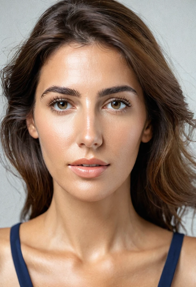 Portrait of Roberta Gemma, italian woman, 30 years old, face highly detailed, natural skin, light make-up.