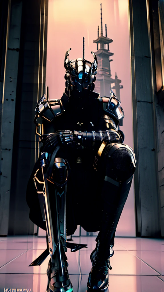 Surreal version of a woman kneeling down on one knee with sword in hand, very beautiful cyberpunk samurai,Sitting on one knee,Futuritic background, cyberpunk anime art, cyberpunk samurai, cyberpunk city anime art, cyberpunk anime, cgsociety 9, digital cyberpunk anime art, style of maciej kuciara .1girl, samurai armor, devil mask helmet, intricate, detailed ornaments, cold colors, metallic, Egyptian details, details very complex, realistic lighting, trending on social cgs, glowing eyes, facing camera, neon details, surreal details, full body portrait, Japanese atmosphere, lighting global, shadow, octane rendering, 8k, super sharp lolita.((Best quality)), ((masterpiece)), (details:1.4), 3D, image of a female cyberpunk beautiful,HDR (High Dynamic Range),Beam Range,NVIDIA RTX,Ultra High Resolution,Unreal 5,Subsurface Scattering,PBR Textures,Post-processing,Anisotropic Filtering,Depth of Field, Maximum clarity and sharpness, Multi-layer textures, Albedo and Reflection maps, Surface shadows, Accurate simulation of light-material interaction, Perfect scaling, Octane rendering, Two-tone lighting Color, Wide Aperture, Low ISO, White Balance, Rule of Thirds, 8K RAW,