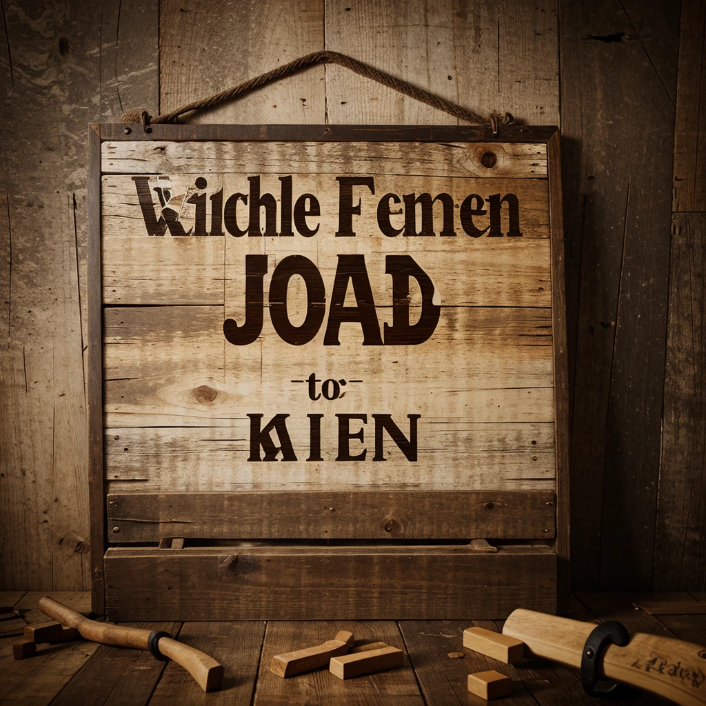 Wooden sign with an ax  