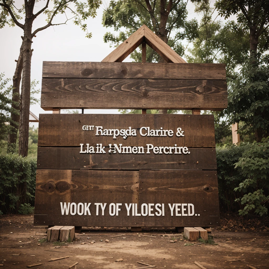 Wooden sign with an ax