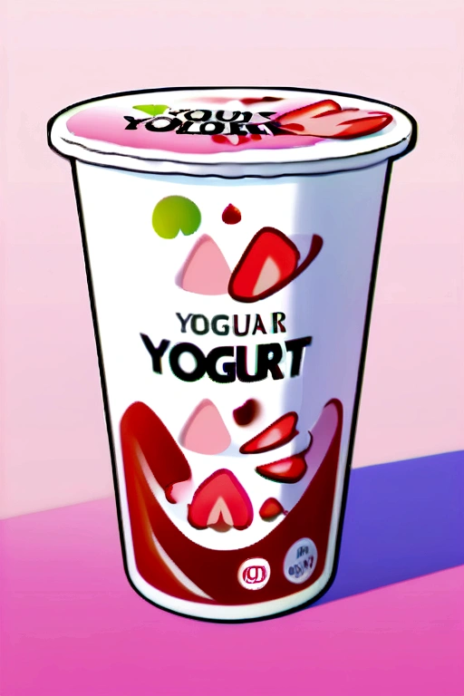 Create a logo of an image of a yogurt with a strawberry and that says Yogurt Gloria 