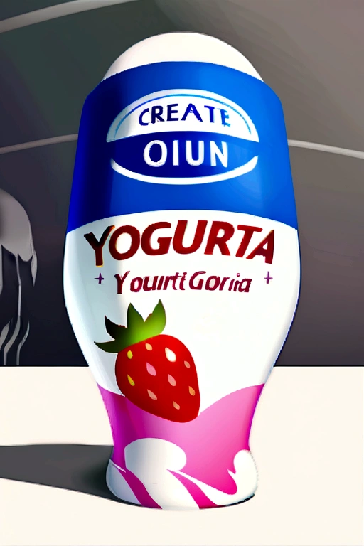 Create a logo of an image of a yogurt with a strawberry and that says Yogurt Gloria 