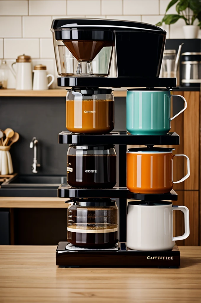 Original colorful vintage ceramic filter coffee machine