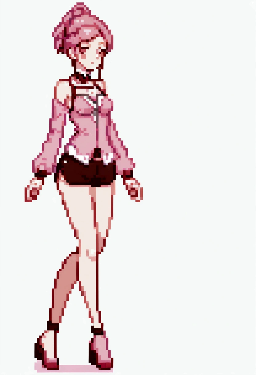 1 girl , smallbreast ,with red hair and wearing a shirt that reaches the thigh