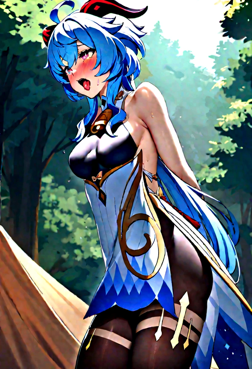 NSFW,masterpiece,Highest quality,High resolution,Super detailed,ganyu \(genshin impact\),(Bikini Armor).Prisoner,Embarrassed,Estrus,Astonishment,excited,blush,Sweat,orgasm,Climax,(Squirting),Ahegao,Roll your eyes、squint,(Middle-aged men),Having intense sex,Insert,Creampie,,in the forest,camp