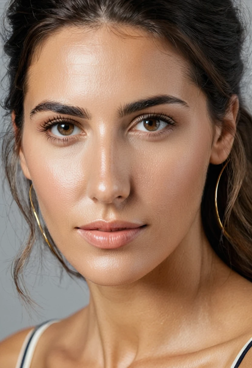 Portrait of Roberta Gemma, italian woman, 30 years old, face highly detailed, natural skin, light make-up.