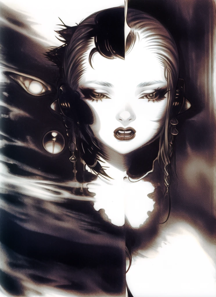 Yoshitaka Amano,
1girl, (She's an alien)
