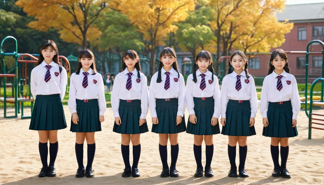 Fall Opening Ceremony, students in school uniforms,Standing on the playground。(RAW photos,Best quality),(reality,照⽚reality感:1.3),masterpiece,Extremely exquisite and beautiful,High resolution,Original,Perfect lighting,(Extremely detailed CG:1.2),Unification,2k wallpaper,Amazing,Fine details