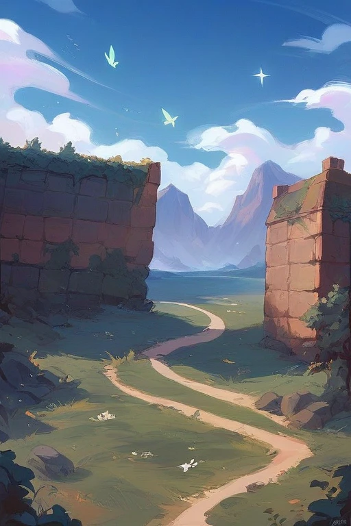 Add a fairy girl flying next to the view with a small dress