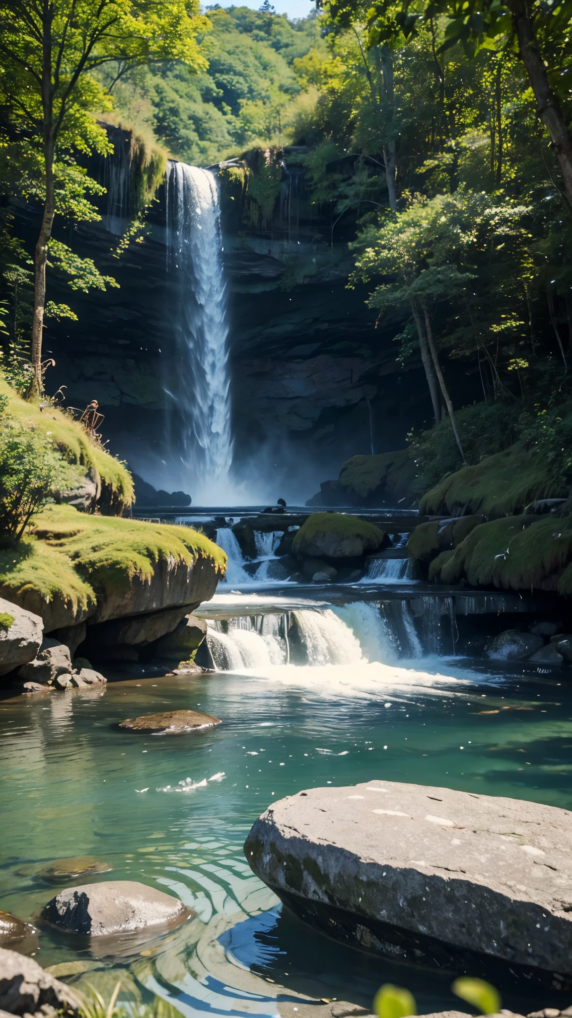 with high definition images,masterpiece, 最high quality, high quality, Very detailedなCGユニティ 8kの壁紙, landscape,A place where no human presence has been seen。 Outdoor, null, cloud, null, No humans, Mountain, landscape, water, wood, 青null, waterfall, cliff, nature, lake, river , 曇りnull, Award-winning photography, Bokeh, Depth of written boundary, HDR, Bloom, chromatic aberration, Photorealism, Very detailed, Trending on artstation, Trending on CGsociety, complicated, High detail, dramatic, ミッドジャーニーアート 現実的なwith high definition images,