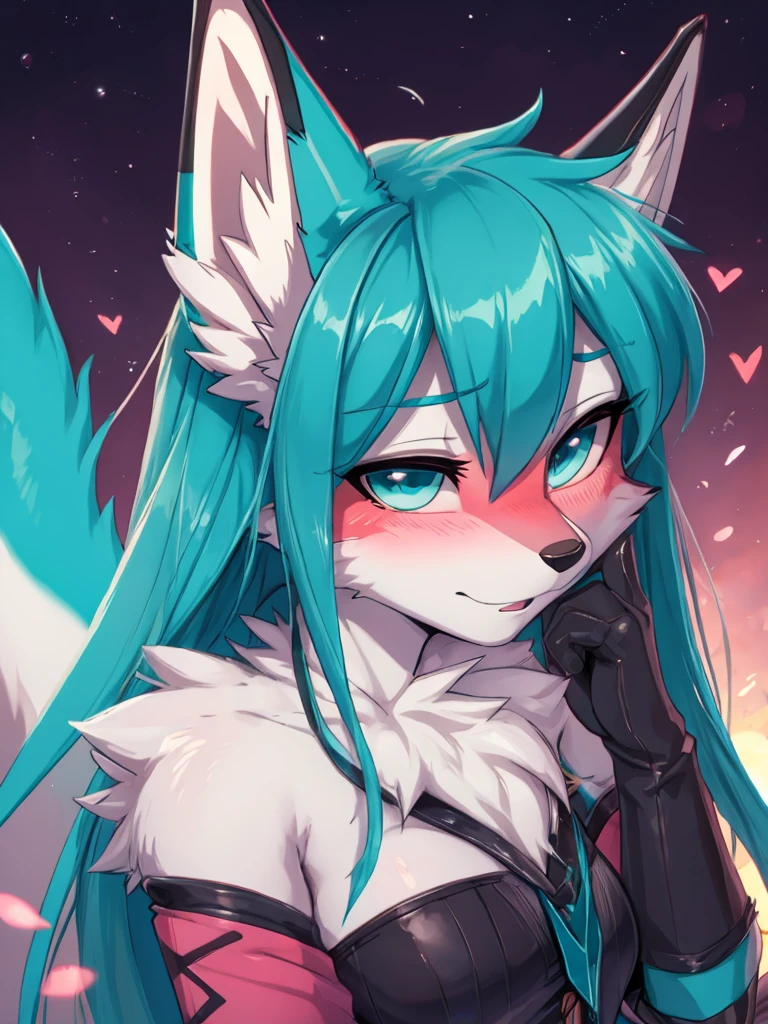Miku Hatsune x vixen, second plane high definition, blushing face add_detail:1