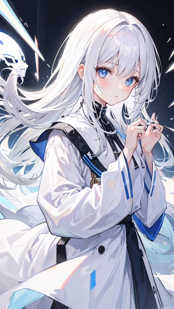 Girl with white hair wearing a white mask