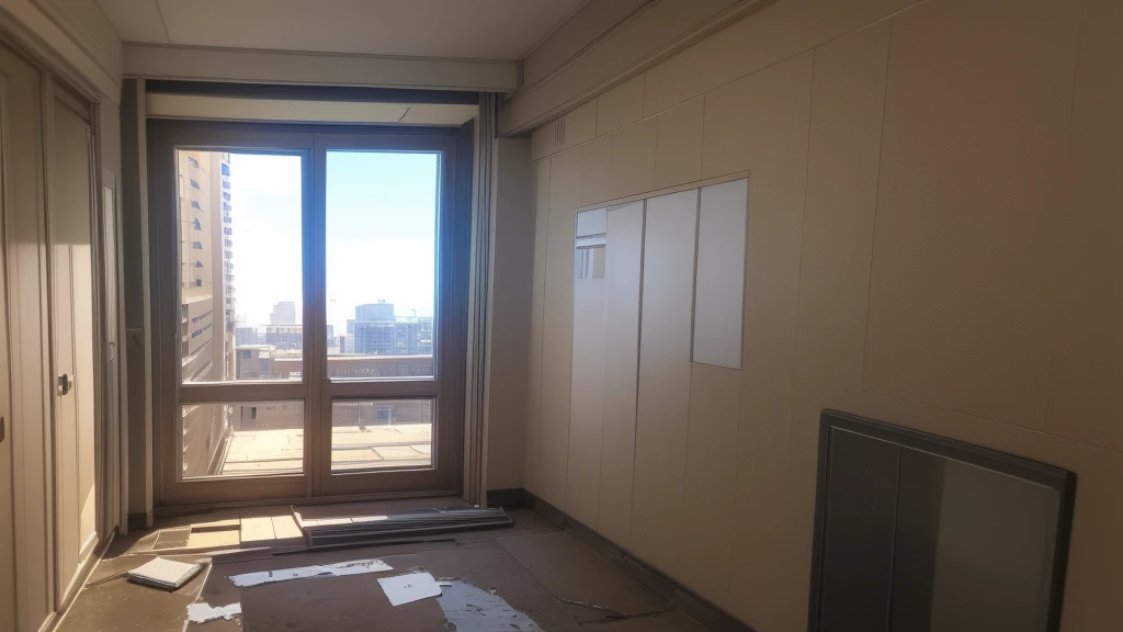 Room on the building Broken window, see the sky