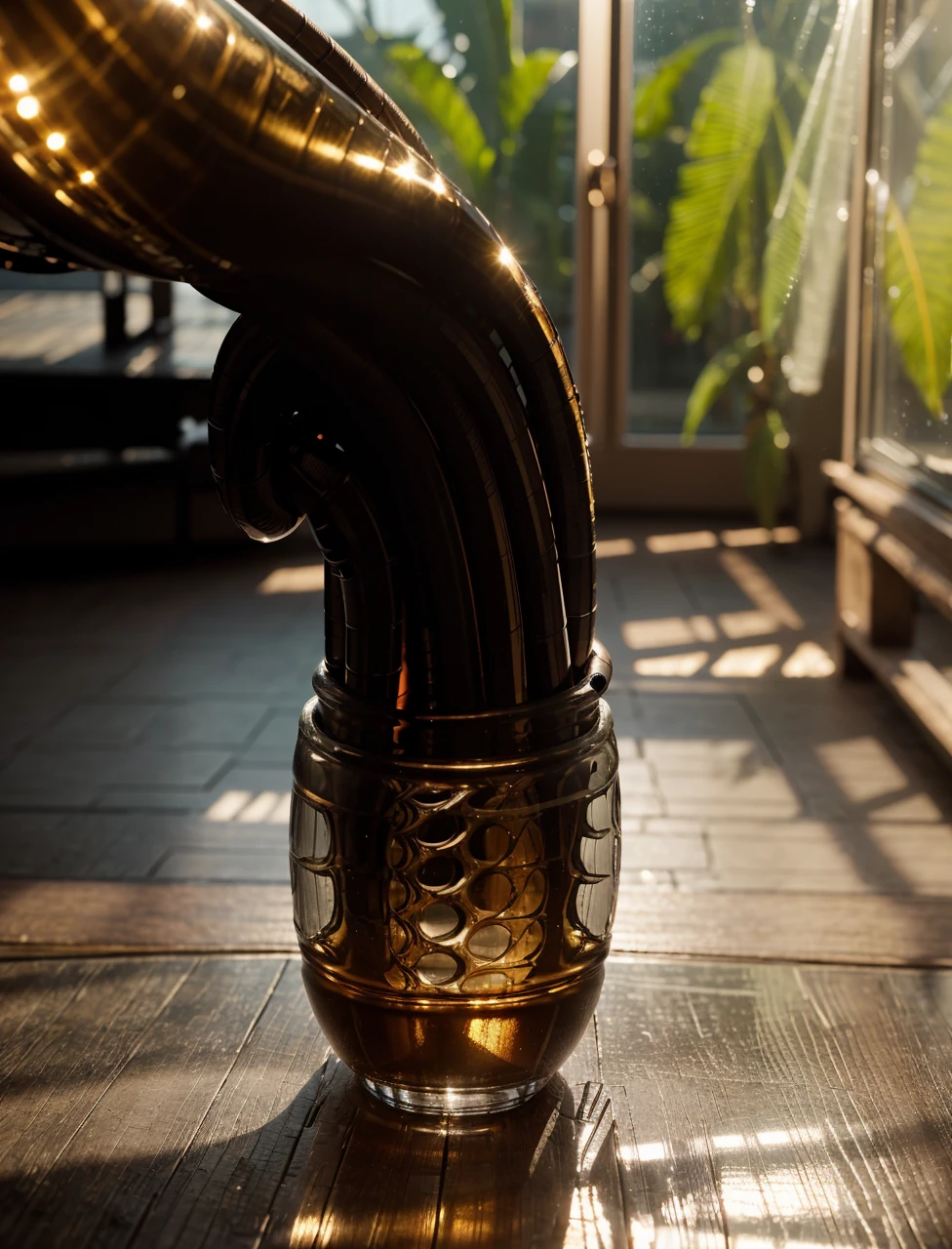beautiful transparent glass hose, highly detailed, studio lighting, 8k, ultra-detailed, extremely sharp focus, photorealistic, professional, intricate details, stunning colors, natural lighting, realistic reflections, dynamic angles