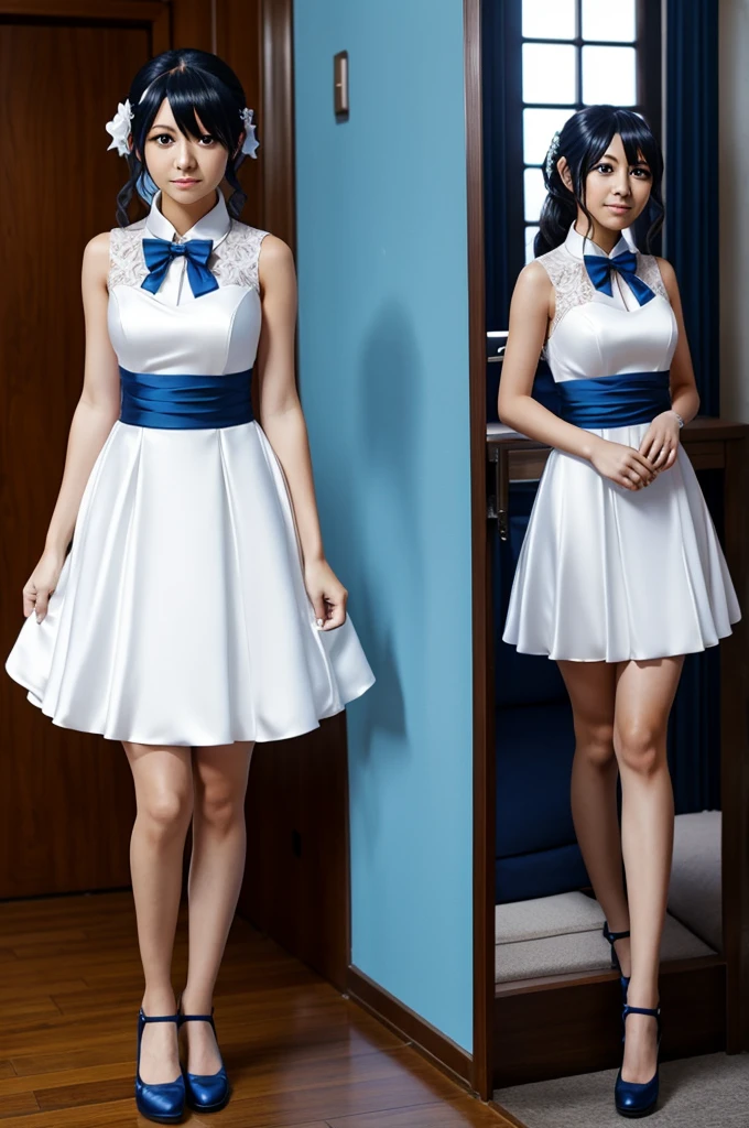 Okumura Rin inspired wedding dress (protagonist of the manga and anime Blue Exorcist) for rectangular body