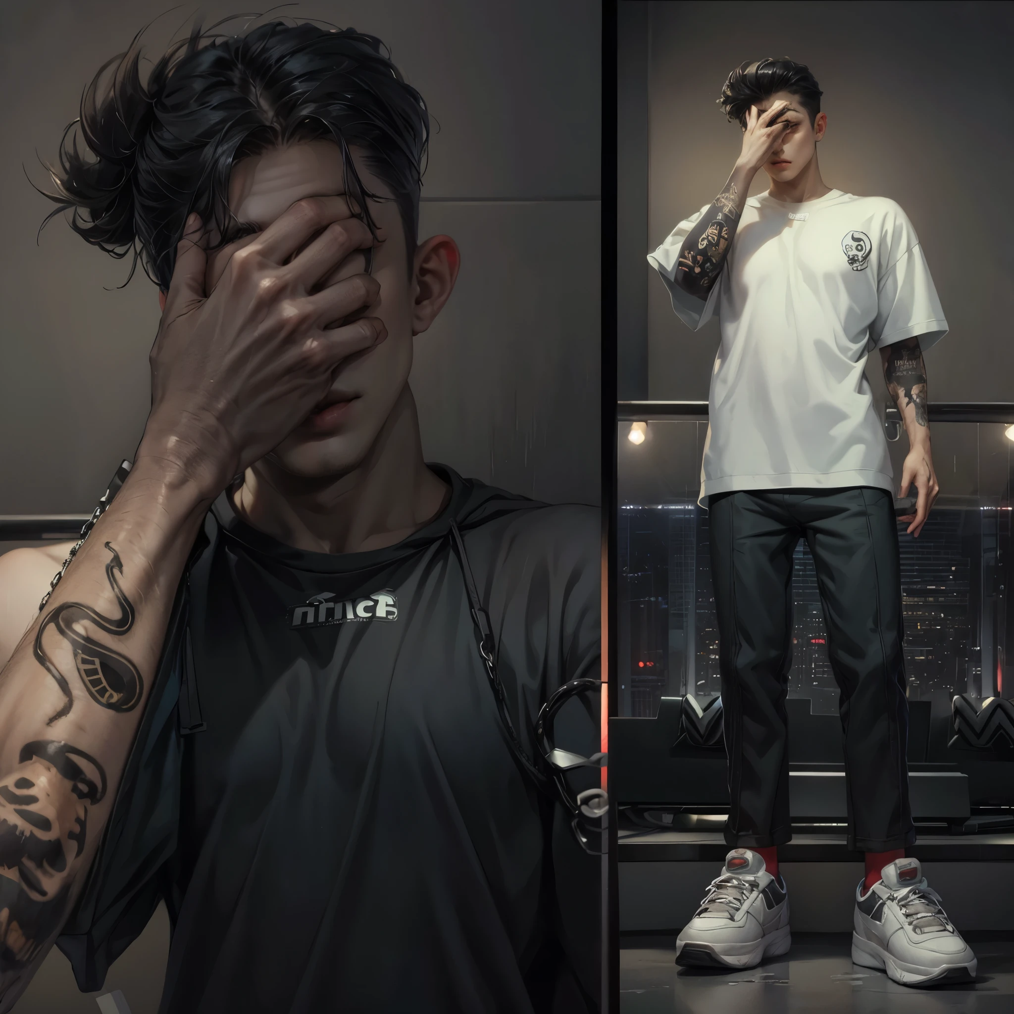a close up of a man wearing a hoodie and a pair of sneakers, casual streetwear, 8 k highly detailed ❤🔥 🔥 💀 🤖 🚀, in the style jordan grimmer, streetwear fashion, inspired by Zack Stella, an aesthetic!, street wears, 2 k aesthetic, full body!! maximalist details, aesthetic!!!!, realism artstyle, trending on r/streetwear, realistic man