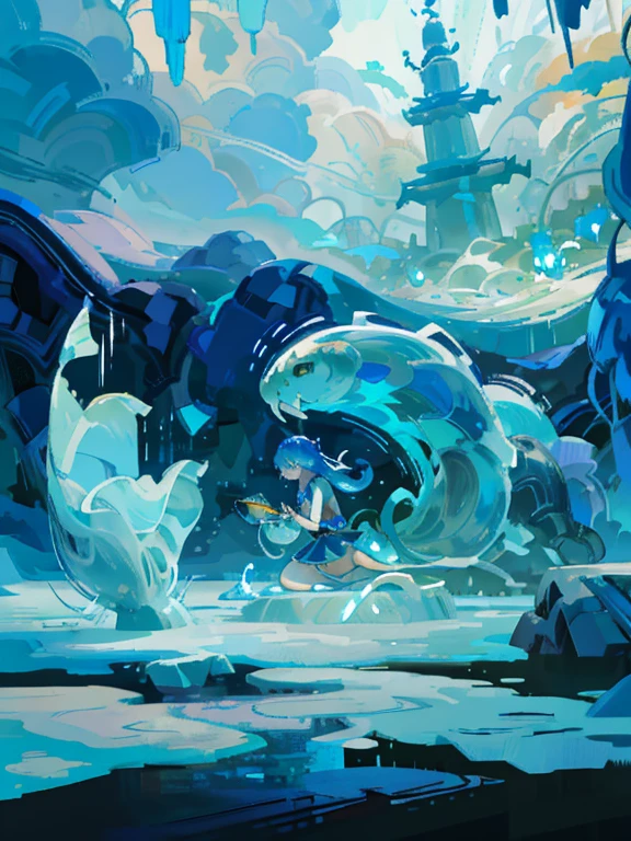 Algae swaying,shoals of luminous fish,calm and serene environment,Crystal clear water,majestic aquatic creatures,elegant movements,shiny scales,fascinating patterns,submerged paradise,gentle currents and ripples,magical water world,correct simple compostiotomy,surreal dreams,Surreal art fantasy style.,Epic digital fantasy art style.