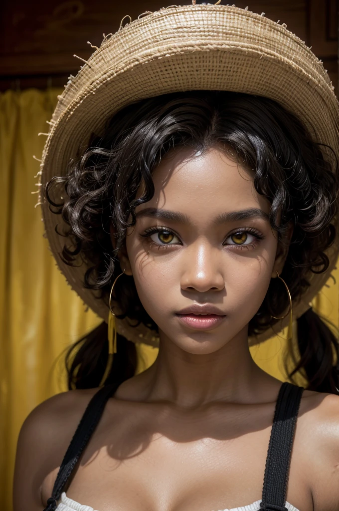 afro woman with yellow eyes