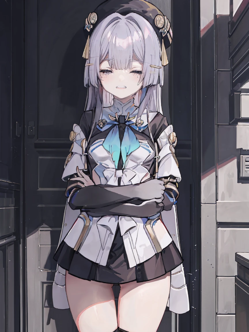 ((close your eyesる)),,(((Wide-open legs)))、(((close your eyes)たCrying face))、 Silver Hair、、Slim figure,thin height、,elementary school girl、, girl、Long Hair,Small face,Emaciated,thin、Black tights legs,、Legs wide open、Legs wide open、、,Crying face,bondage、Tied up、shibari、Face is gloomy,Gloomy face、,Small breasts,Small breasts、とてもSmall breasts,Extremely Small breasts、、Adorable,Adorable、,uniform、The legs are very thin,legs are very thin、Best Quality