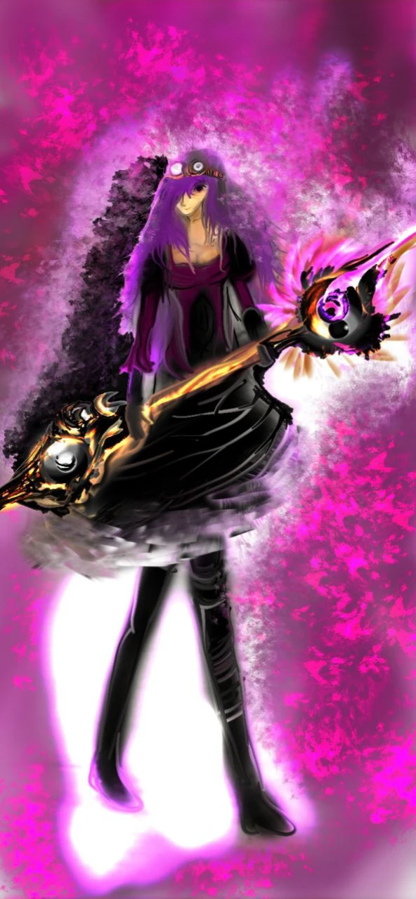 Anime girl playing a mystical guitar