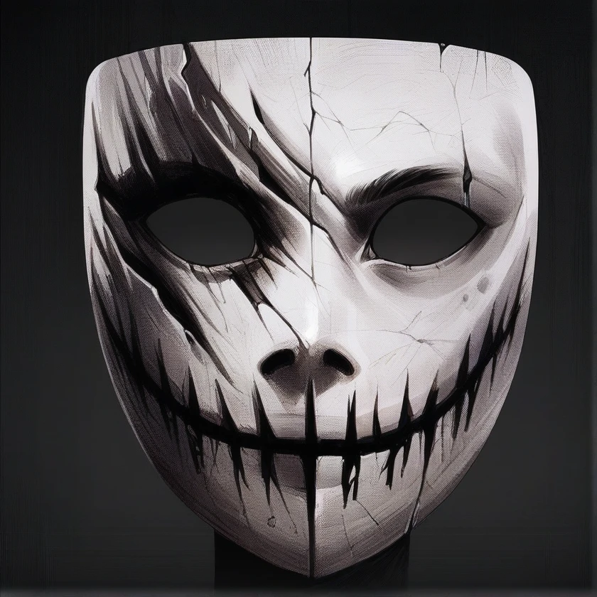 wood texture, and wooden cracks in the mouth of the mask