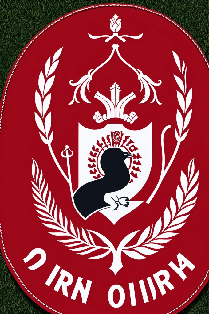 Shield of political party in cherry color with white, the political party has the name of Güera and this political party is from Mexico
