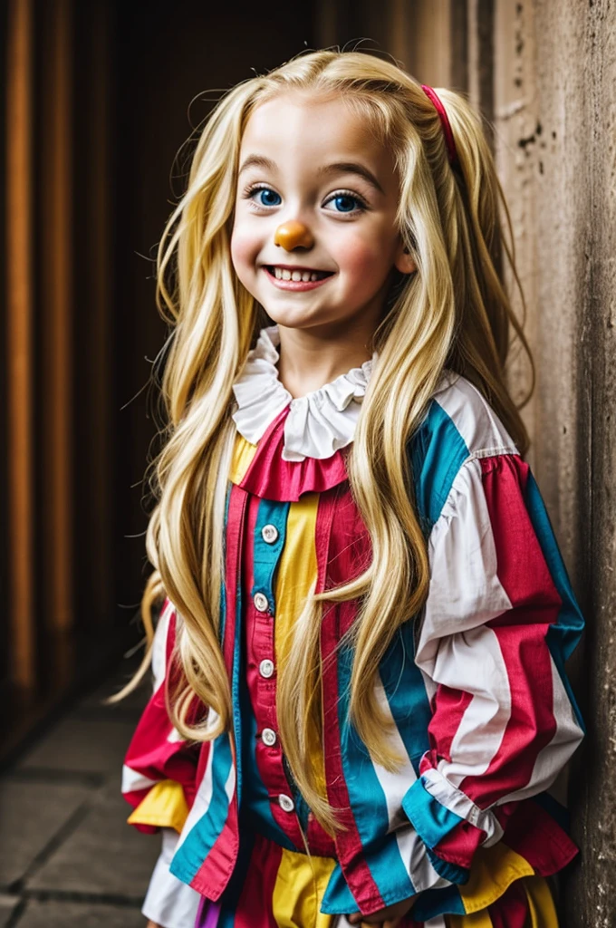 Little blonde long hair clown 