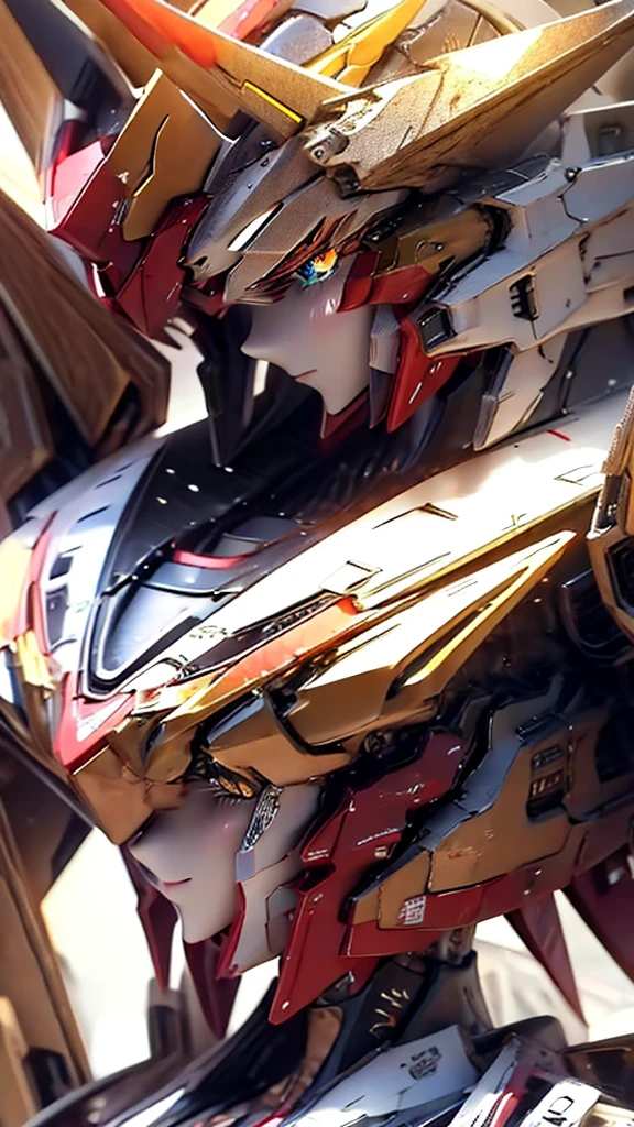 Catapult Deck、Waiting for departure、Giant humanoid robot、Gundam cockpit hatch open in the center of the chest