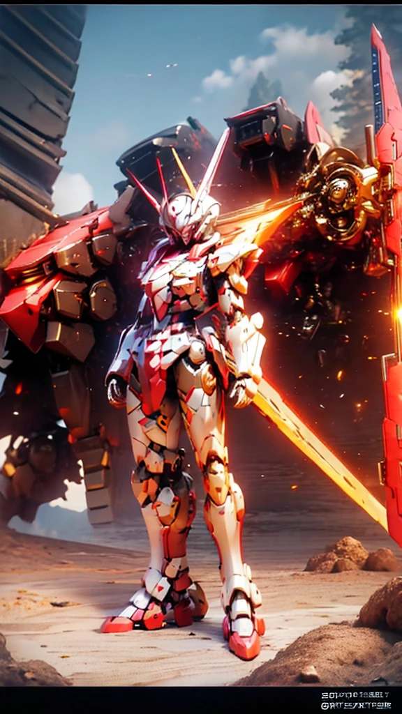 Catapult Deck、Waiting for departure、Giant humanoid robot、Gundam cockpit hatch open in the center of the chest
