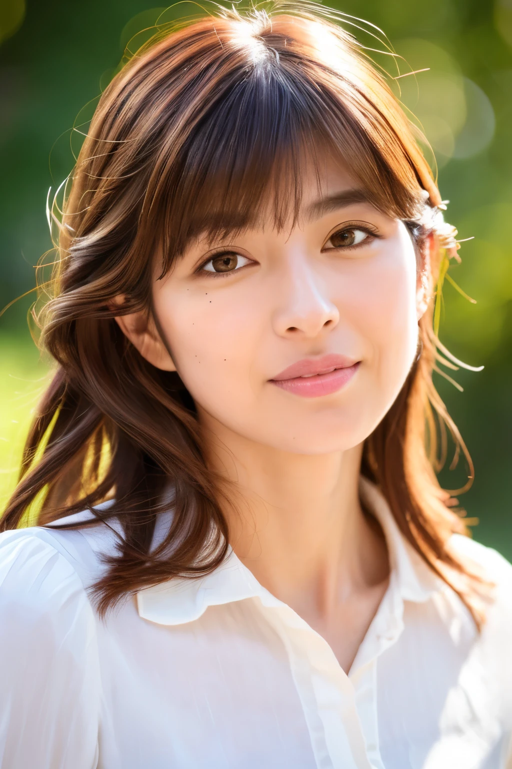 (8k, RAW photos, top quality, masterpiece: 1.2), ultra detailed, super resolution, (real photos: 1.37), portraits, high definition RAW color photos, professional photos, official art, highly detailed CG Unity 8k wallpapers, beautiful Japanese woman, {30|40} years old, highly detailed faces, Highly detailed eyes, highly detailed skin, Highly detailed nose, Highly detailed mouth, Perfect anatomy, Highly detailed background, Highly detailed clothing, One Girl, famous Japanese actress, realistic body, white skin, radiant skin, slim body, handsome body, brown hair, {short|long} braid hair, (blunt bangs:1.2), cute face, slight smile, Realistic Face, White shirt, Earrings, Camera Gaze, Cowboy Shot, Standing Figure, Dynamic Lighting,