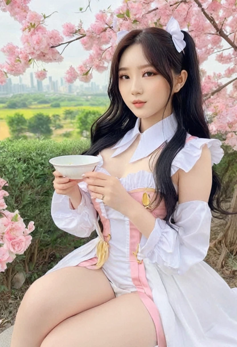 (best high quality:1.5), obra de arte, (8k), extremely detailed, (High details:1.4), Solo, ((Go Youn-jung)), 24 year old Korean Ulzzang female, (cosplay pomni bitch),