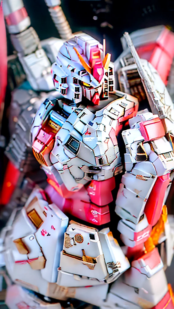 Catapult Deck、Waiting for departure、Giant humanoid robot、Gundam cockpit hatch open in the center of the chest