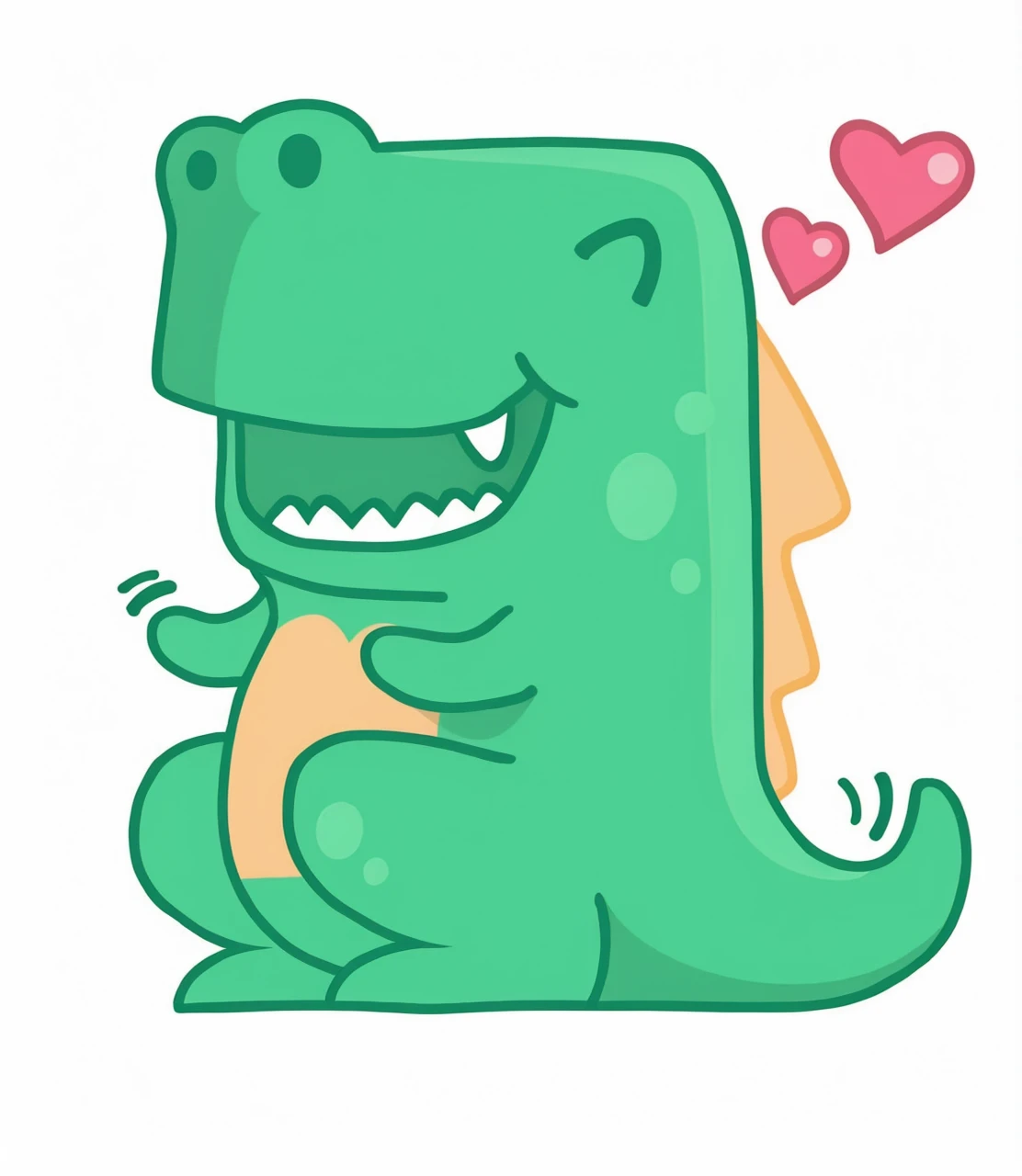 Based on that image, design two dinosaurs that hug each other, 