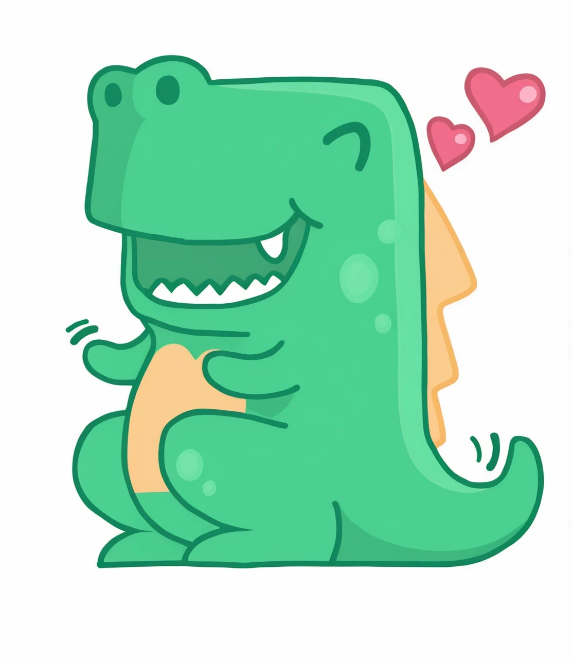 Based on that image, design two dinosaurs that hug each other,