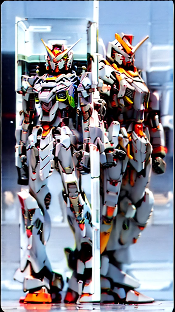 Catapult Deck、Waiting for departure、Giant humanoid robot、Gundam cockpit hatch open in the center of the chest