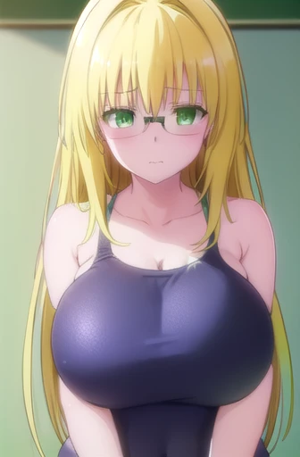 whimsical tearju, Long Hair, Blonde, (Green Eyes:1.5), Side Lock, Glasses,indoor、classroom
(masterpiece:1.2), Highest quality, High resolution, unity 8k wallpaper, (figure:0.8), (Beautiful attention to detail:1.6), Highly detailed face, Perfect lighting, Highly detailed CG, (Perfect hands, Perfect Anatomy), (((School Swimsuit)))、((Big Breasts))、(Embarrassed face)、((Bust Focus))、(((looking at the camera)))、(((whole body)))