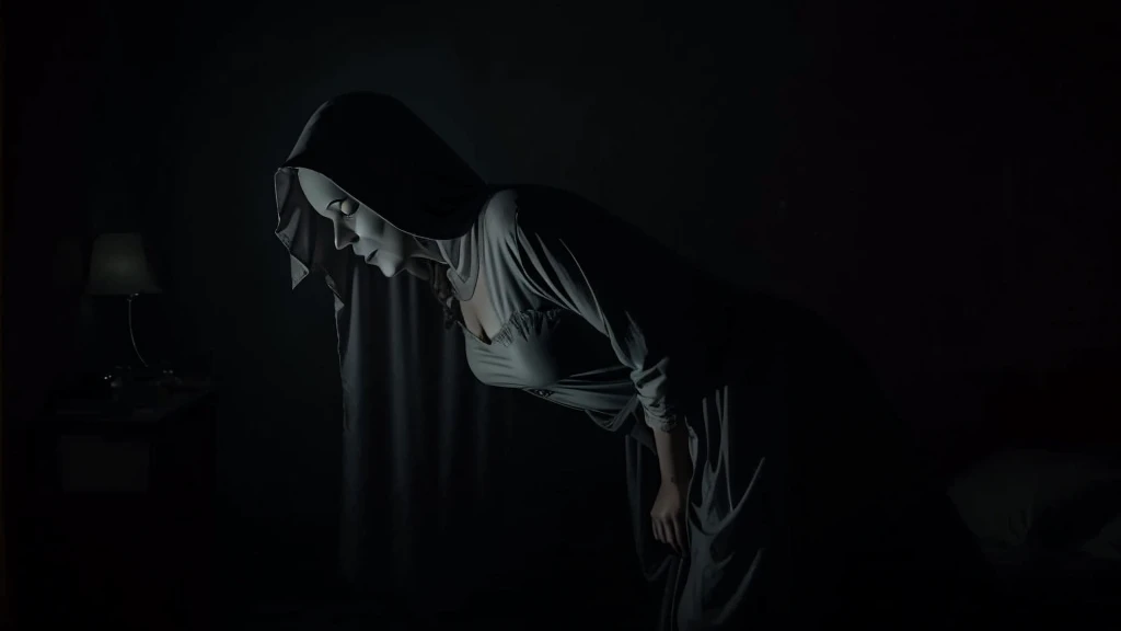 It was a ghost of the woman without a lower part of the body that appeared from darkness.
ghost scary late night creepy
frightening