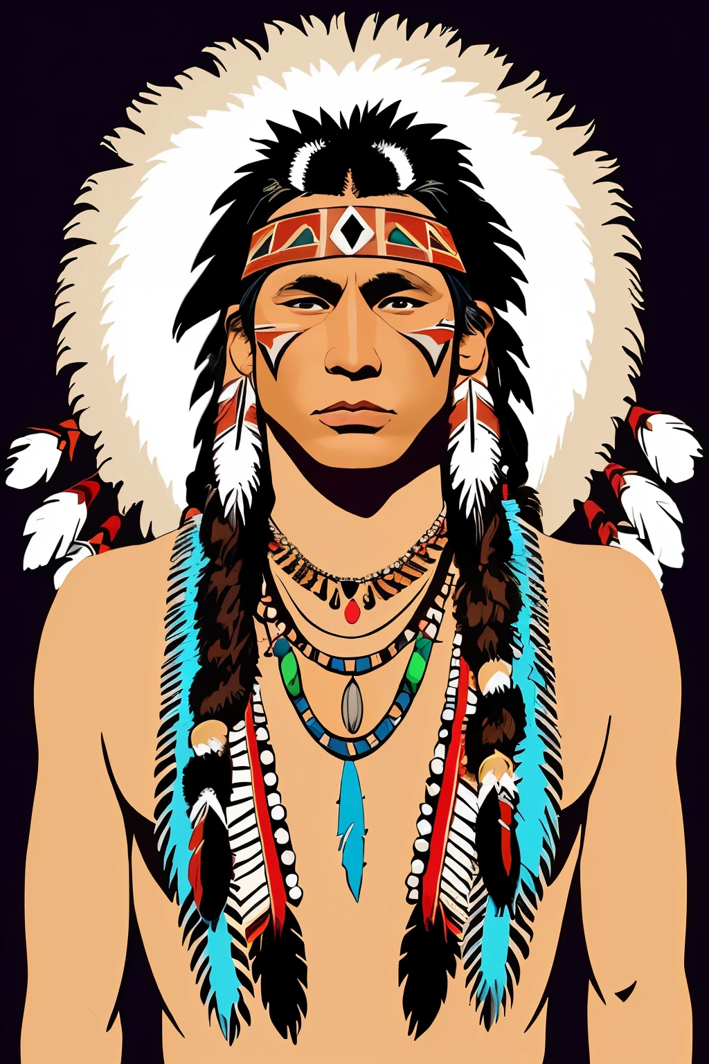 Large Indigenous Native American Shamanic Chest Necklace vector art ((best qualityer)), ((work of art)), (detailded) breastplate