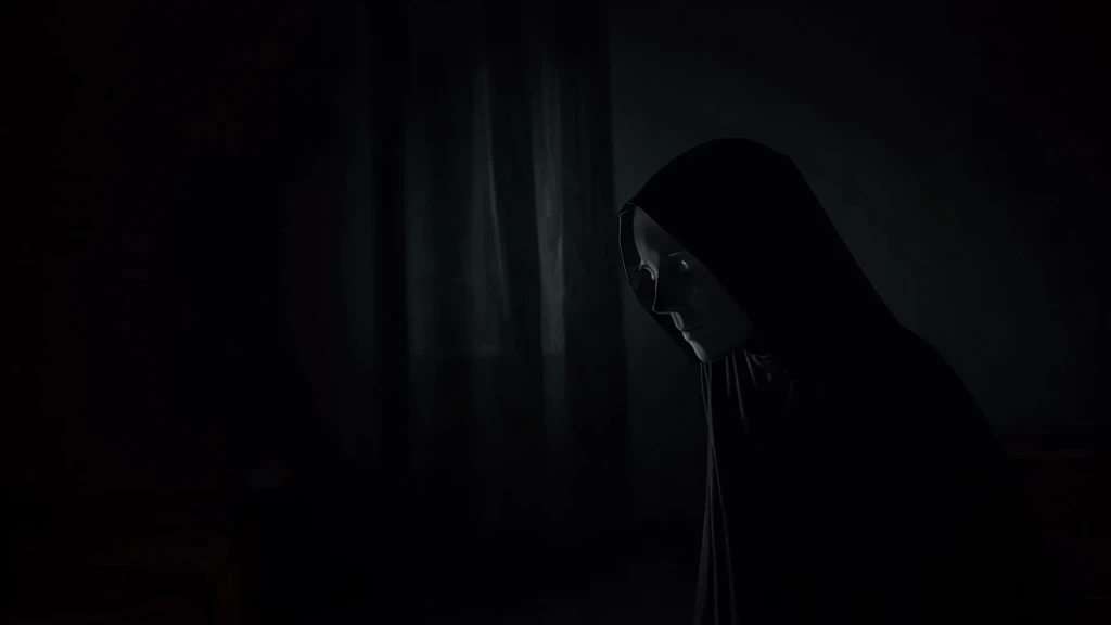 It was a ghost of the woman without a lower part of the body that appeared from darkness. 

 ghost scary late night creepy 
frightening