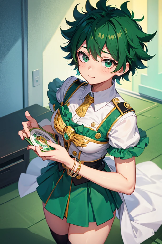 Izuku midoriya female boku no hero academia, con su traje de heroe
