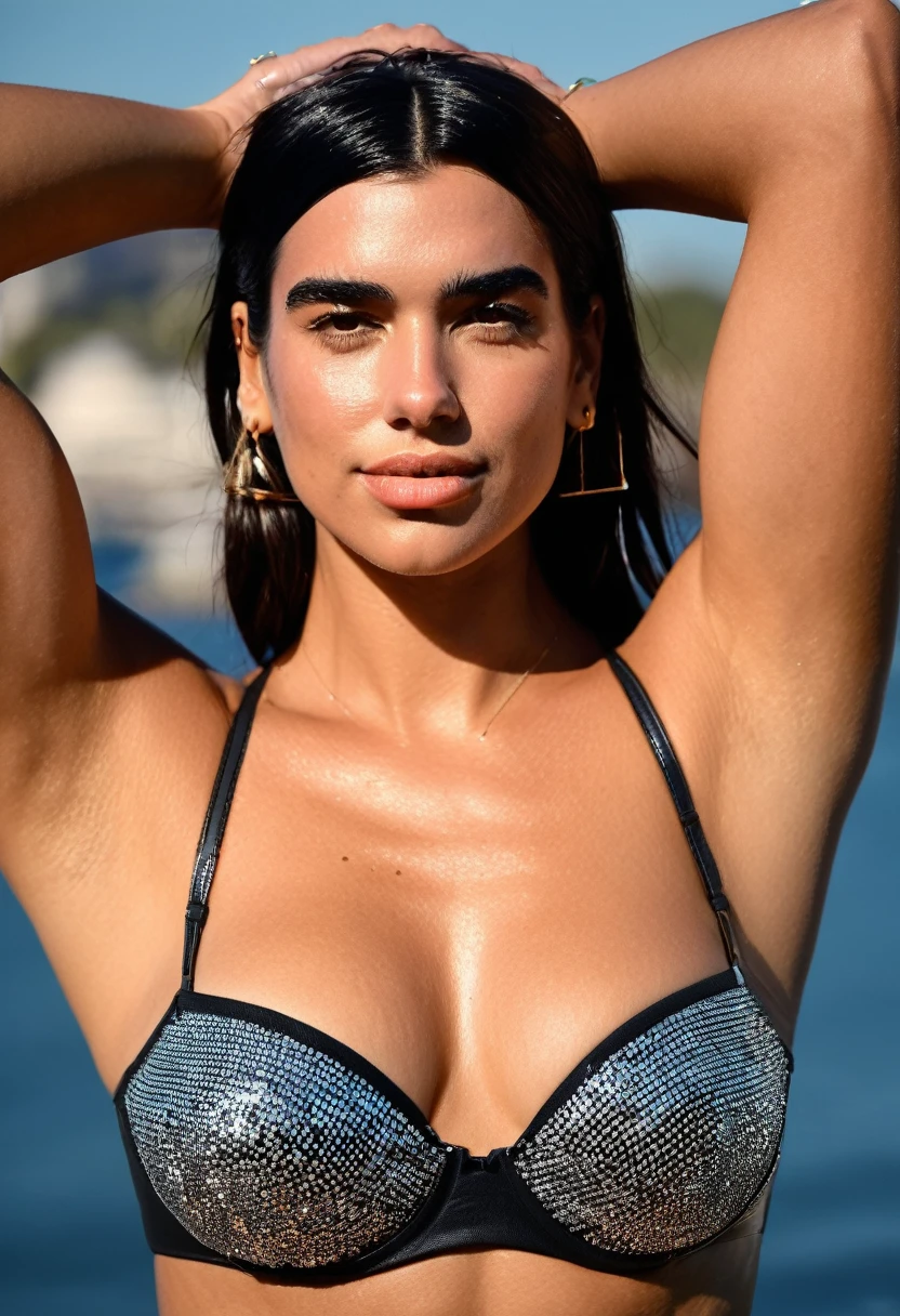  high quality  celebrity Erotic  portrait  photo ,  (gorgeous celebrity , woman, SDXL , lora, smile, smiling , eyebrows raised ,DuaLipa, dua lipa, duxlipa, female, singer, cute, vacation  side background , wet atmospheric , random click, random move photograph  , photorealistic , celebrity , woman ) sunbathing , topless , shiny breast ,shiny sweaty skin , sexualized move, erotic angles, sweaty  flat breas,t celebrity erotic photograph  , fit muscular figure , shiny sweaty skin, hollywood actress , fleshy muscular woman  , ( natural lights, depth of field, detailed face , insanely detailed skin texture, hyper detailed features )