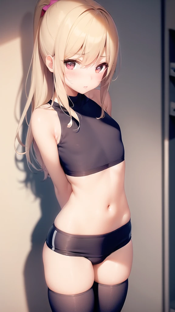 Detailed and cute girl, Small and slender build, Tight-fitting sports bras and spats, locker room, Detailed background, Natural light and shadow, ultra-high resolution, Top quality, Very aesthetic