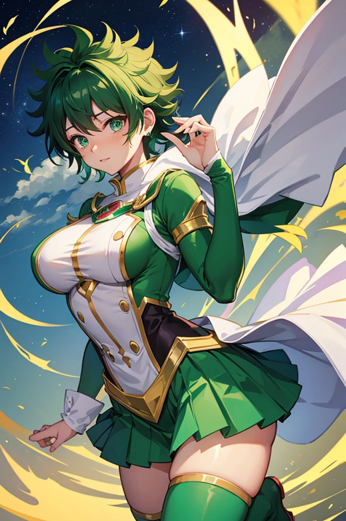 Izuku midoriya female, con un traje de heroe