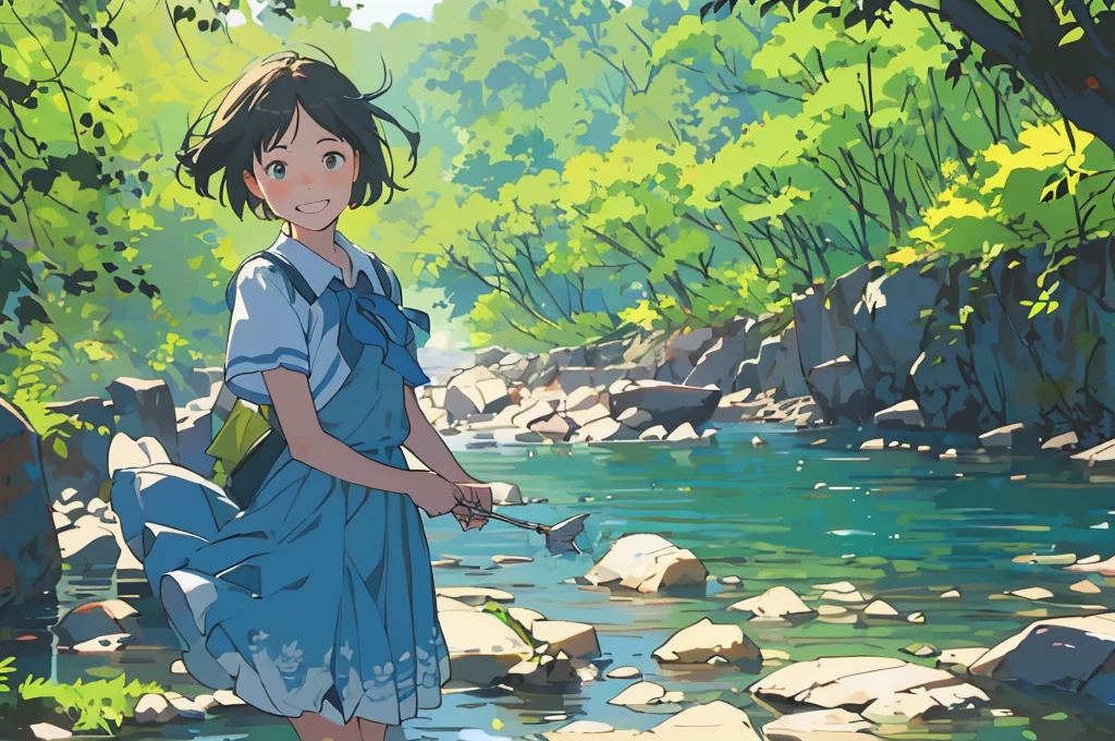 Reasonable design, Clear lines, High Sharpness, (Highest quality,8K,Perfect sharpness,Ultra fine,High resolution,masterpiece:1.2), Perfect Anatomy:1.5, Official Art, Illustrations that tell a story, (Whitish background:0. 9)、Body Positivity、多Mr.な身体表現、(Random and energetic poses)、Perfect beauty、Perfect beautiful face、Strong winds、A rich expression、Dynamic composition、smile、Golden ratio composition、colorful、((Mr.々Different angles and perspectives))、Anime Art、(Mini dress)、(Overcoming stereotypes)、 Glowing Skin、(Natural beauty)、smile、Bangs、(Soft and flowing hair)、(countryside)、(Nostalgic atmosphere)、Put up to your feet、(Playful and carefree)、(多Mr.な民族のキャラクター)、(innocent attitude)、(Sunny atmosphere)、(The skirt flutters wildly in the wind)、(Bright colors)、Beautiful Eyes、(Embarrassing)、Braided Hair、Summer Scene、Smiling among flowers、Angle from above、