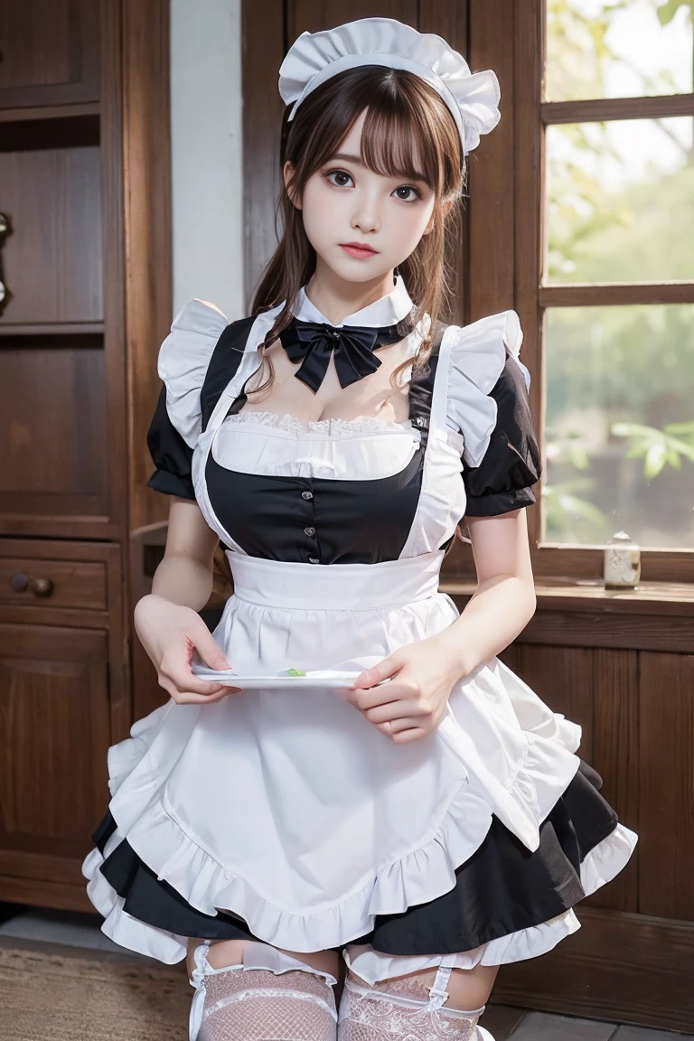 Highest quality, Super detailed, High resolution, 8K images) (reality, Realistic photos:1.37), ((Highest quality))Browsing Caution、((Furifri's Maid Cosplay:1.2))、Pastel colored maid outfit、Gothic Lolita、mini skirt、With ruffles、White fishnet stockings、Cotton fabric panties、Sensual pose、Squatting panchira、Don't cover your lower body、The panties look nice、(8K、Highest quality、masterpiece:1.3)、Cute face、brown medium layer cut hair,((Her skirt is flipped up and her underwear is visible))((Show me your)), ((Stick your butt out)),(Squat with legs apart), Fine and beautiful eyes,Perfect Proportions,(Overflowing big),(A full-body shot from behind), Very beautiful and cute girl,22 years old,(anime),Kamimei, Pitch black background,(Solid black background)