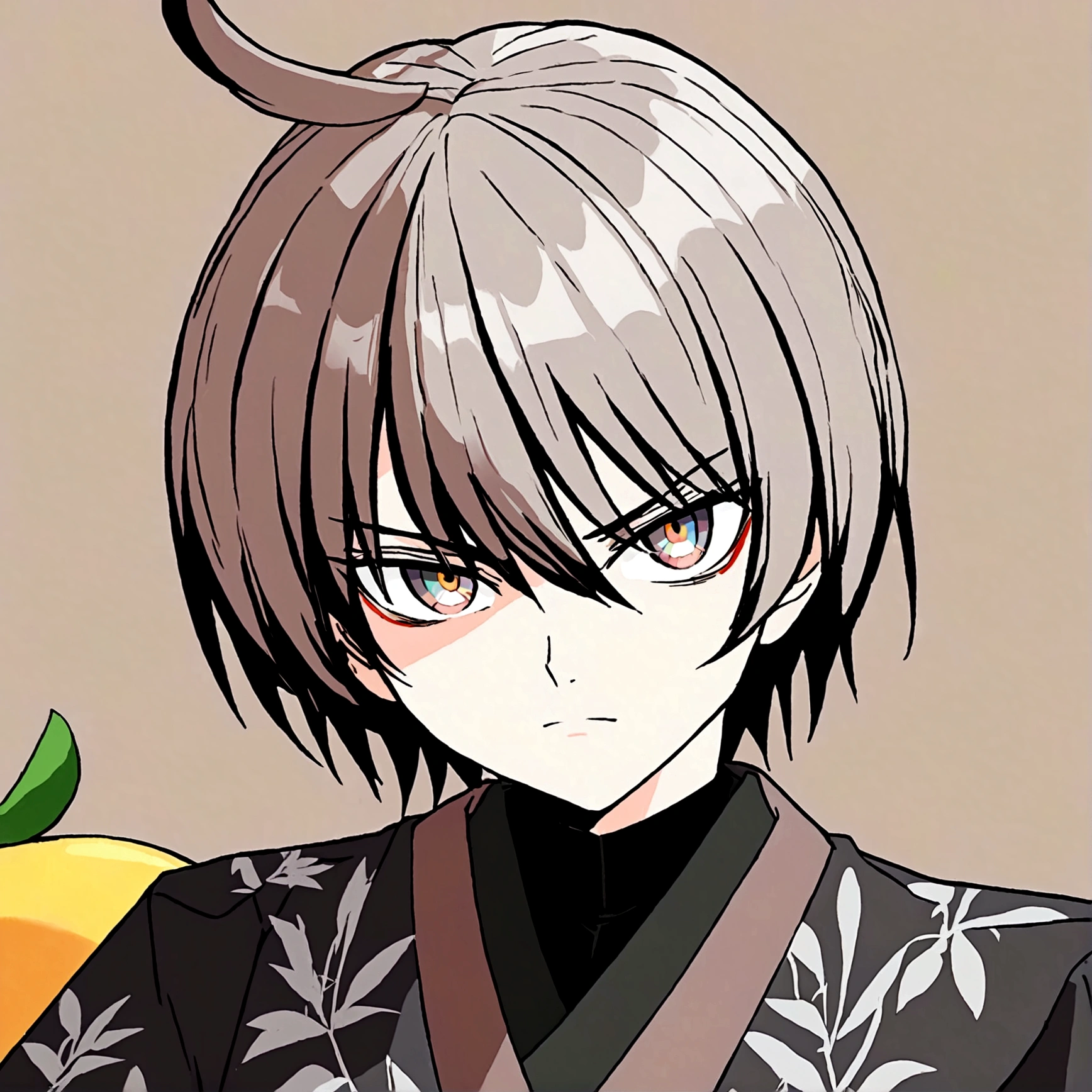 black hair, super verbose "Create an anime-style illustration/mango de um personagem masculino. He must have short blonde hair, big brown eyes, and a neutral expression. The character's face must have several visible seams. The background must be simple and white to highlight the character." Sicatrizes, アニメ/mango, JUJUTSU KAİSEN, Another quality, multicolored eyes, anime style, 8K, HD, uhd, masterpiece, 16K