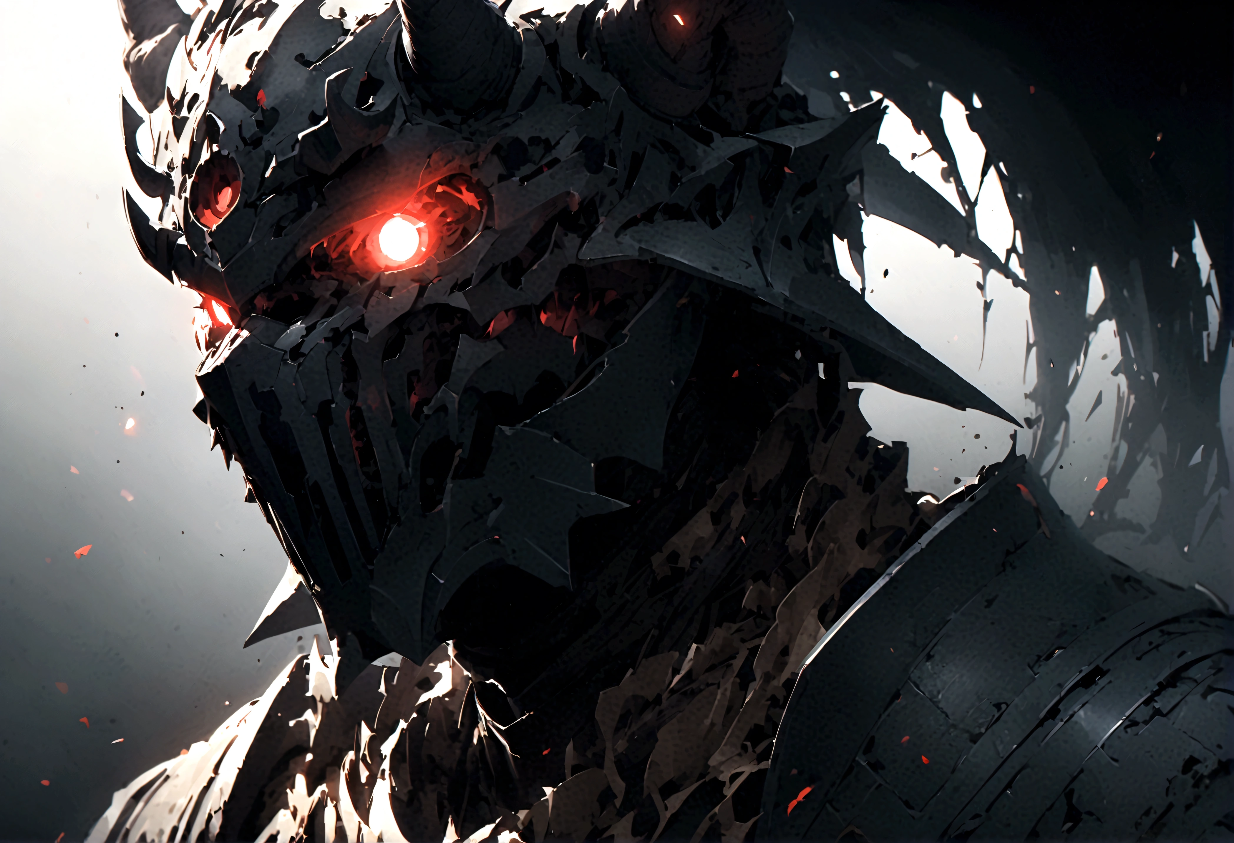 score_9、score_8_up、score_7_up、monster、beast、ghost、日本のghost、Japanese、真紅のghostのmask、mask、悪魔のようなghost、1 person、male、Glowing Eyes、Glowing Rune、horn、accessories、A body half-invaded by a curse、Parts of armor emerge from within the body、Violent、simple gray gradient background、Half body portrait、Focus from the front、Close-up、See who's watching、Arch your back、Glowing Eyes、Cinematic lighting