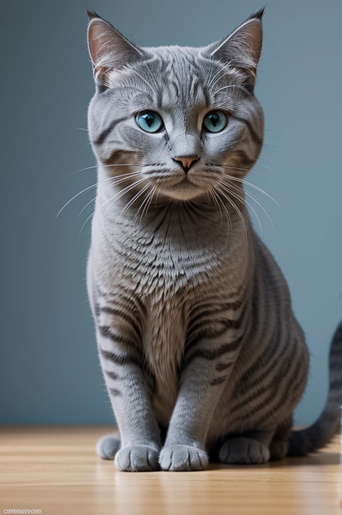 Create a disney pixar image of a gray cat