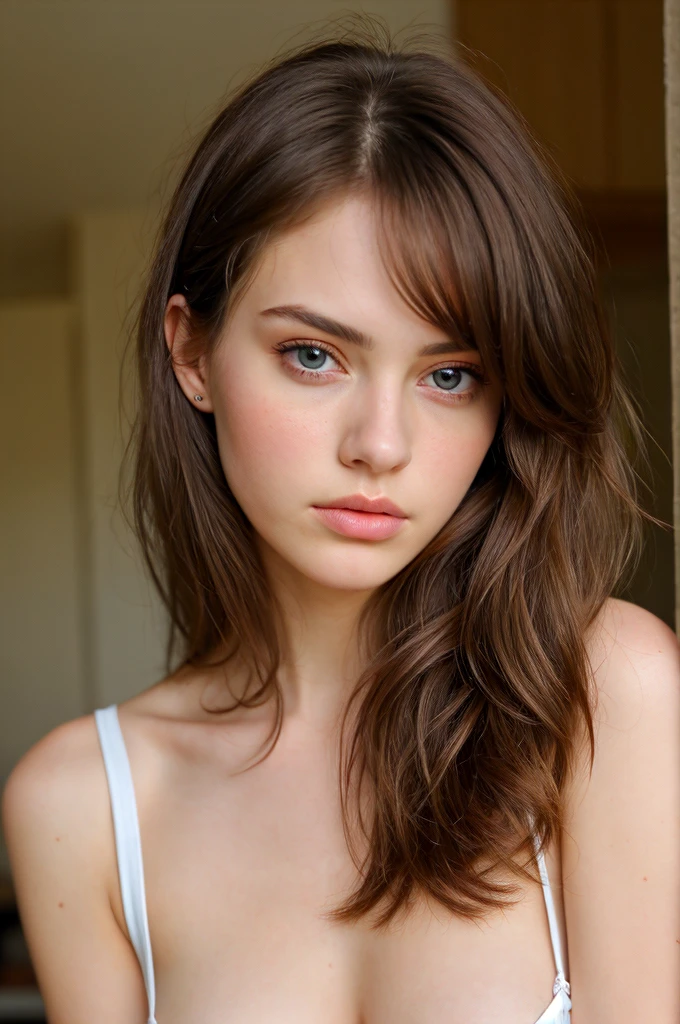 face, photo de face, Beautiful Russian girl, bionde 20 ans, Light hair, bionde, dark brown eyes, visage innocent, thin and pointed nose, Longhaire, Athletic body, high resolution, head of'artwork, best quality, intricate details, very detailed, sharpness, detailed skin, realistic skin texture, texture, detailed eyes, Professionnel, 4K, shot in Canon, 85 millimeters, shallow depth of field, Kodak Vision Color, extremely detailed, A picture_\(ultras\), photorealistic, realistic, Post-traitement, maximum detail, roughness, real life, Un hyper realistic, la photographie, 8k uh, la photographie, bionde 