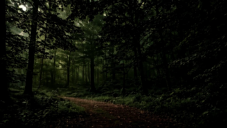 a mysterious forest full of trees and vegetation, 8k high quality, a mysterious dark human figure among the trees, detailed lighting, dramatic lighting, detailed textures, moody atmosphere, dramatic shadows, cinematic composition, lush foliage, detailed foliage, intricate details, photorealistic, dramatic mood, chiaroscuro, dramatic contrast, rich colors, vibrant colors, dynamic lighting, beautiful lighting, ethereal lighting, mystical atmosphere, magical realism